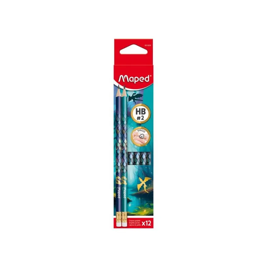 Maped – crayon graphite HB avec embout gomme – Dragon – x1
