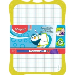 Maped - Kit ardoise blanche avec des motifs grille bleue - avec feutre et effaceur - grands carreaux (seyes) - cadre bleu