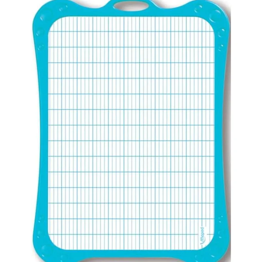 Maped - Kit ardoise blanche avec des motifs grille bleue - avec feutre et effaceur - grands carreaux (seyes) - cadre bleu