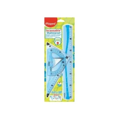 Maped – kit traçage : règle, équerre et rapporteur incassables – règle 30 cm – blister