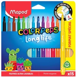 Maped - Lot de 15 Feutres Long Life 2.0 - Pointe Moyenne