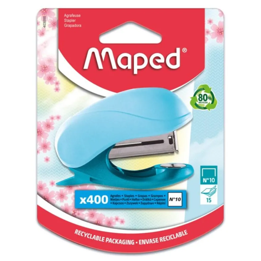 Maped - Mini agrafeuse Vivo Pastel - agrafes n°10 - disponible dans différentes couleurs