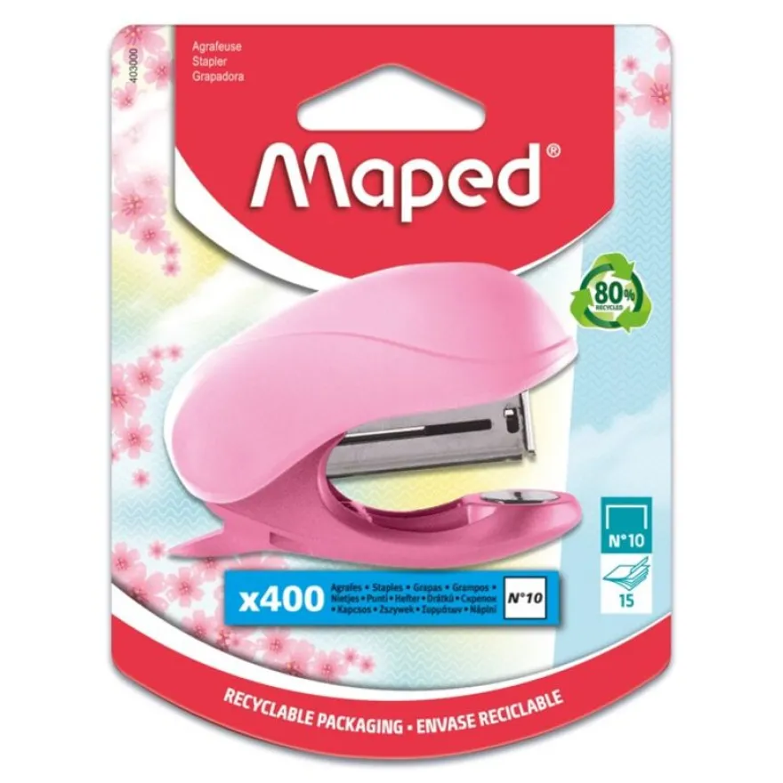 Maped - Mini agrafeuse Vivo Pastel - agrafes n°10 - disponible dans différentes couleurs