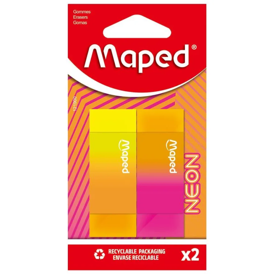 Maped - Neon - Blister de 2 gommes