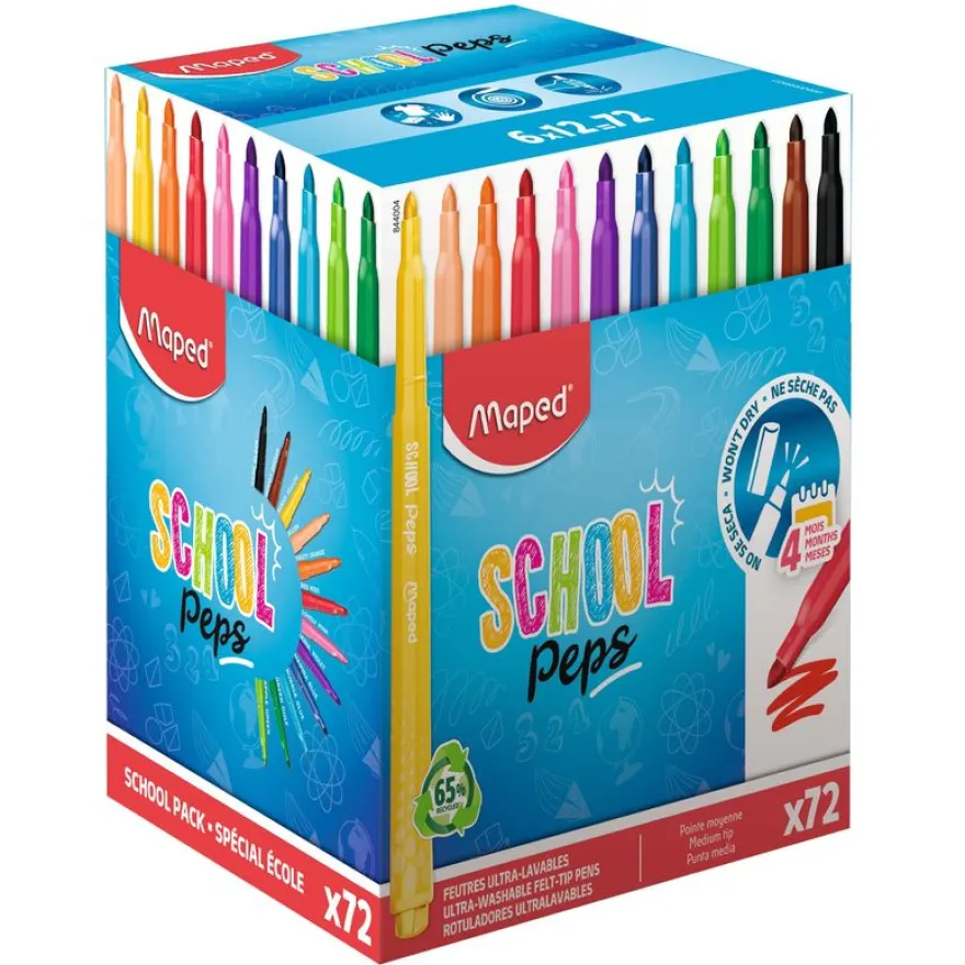 MAPED - School Pack de 72 feutres SCHOOL PEPS 2.0