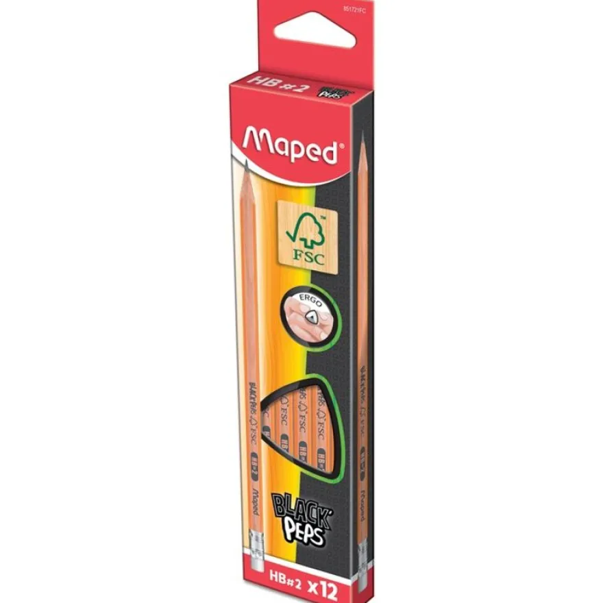 Maped Black'Peps - Crayon à papier - HB - 2,2 mm - embout gomme