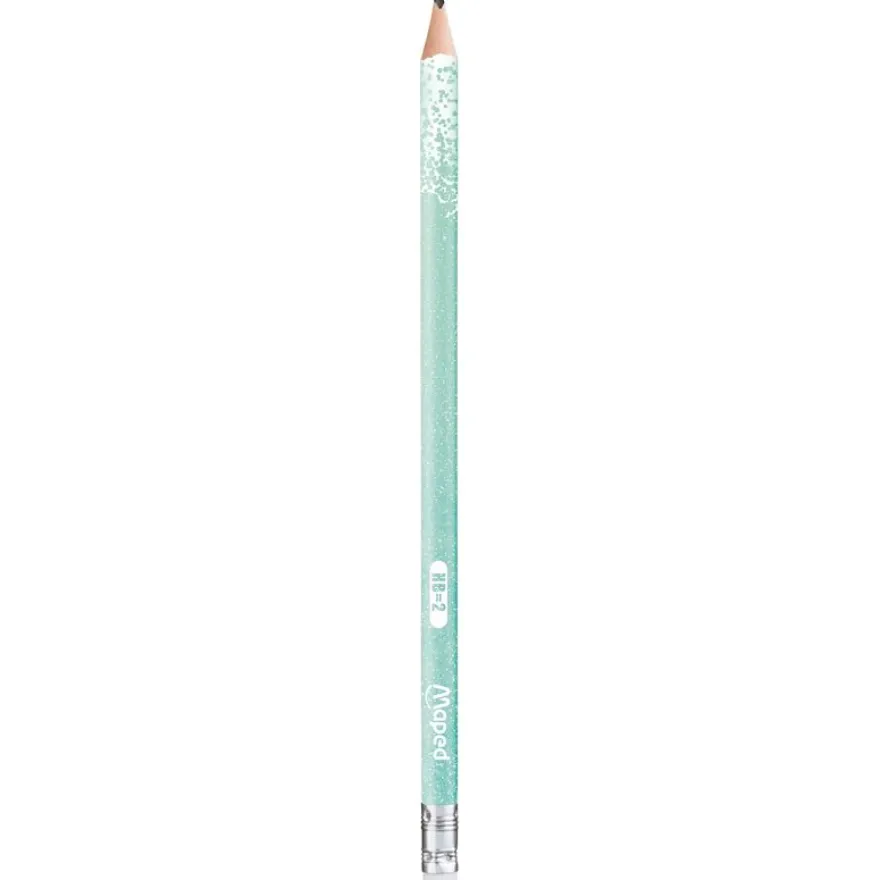 Maped Black'Peps Glitter - Crayon à papier - HB - embout gomme - disponible dans différentes couleurs