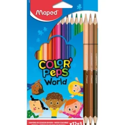 Maped Color'Peps - 12 crayons de couleur + 3 crayons de couleur duo SKIN