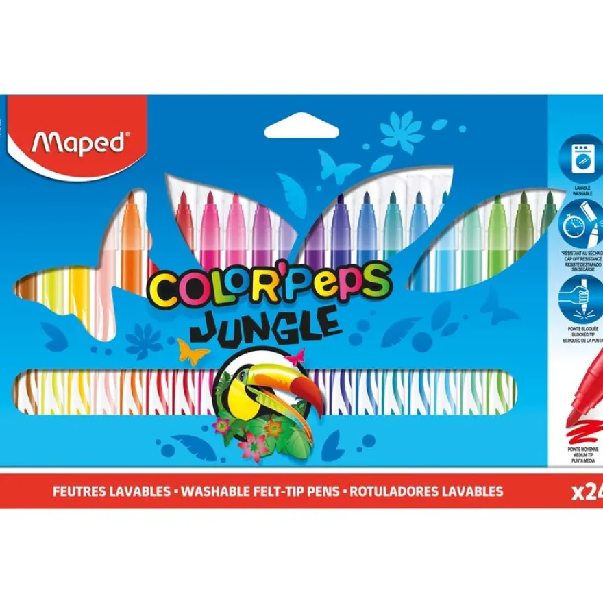 Maped Color'Peps Jungle - 24 Feutres effaçables - couleurs assorties - 2.8 mm