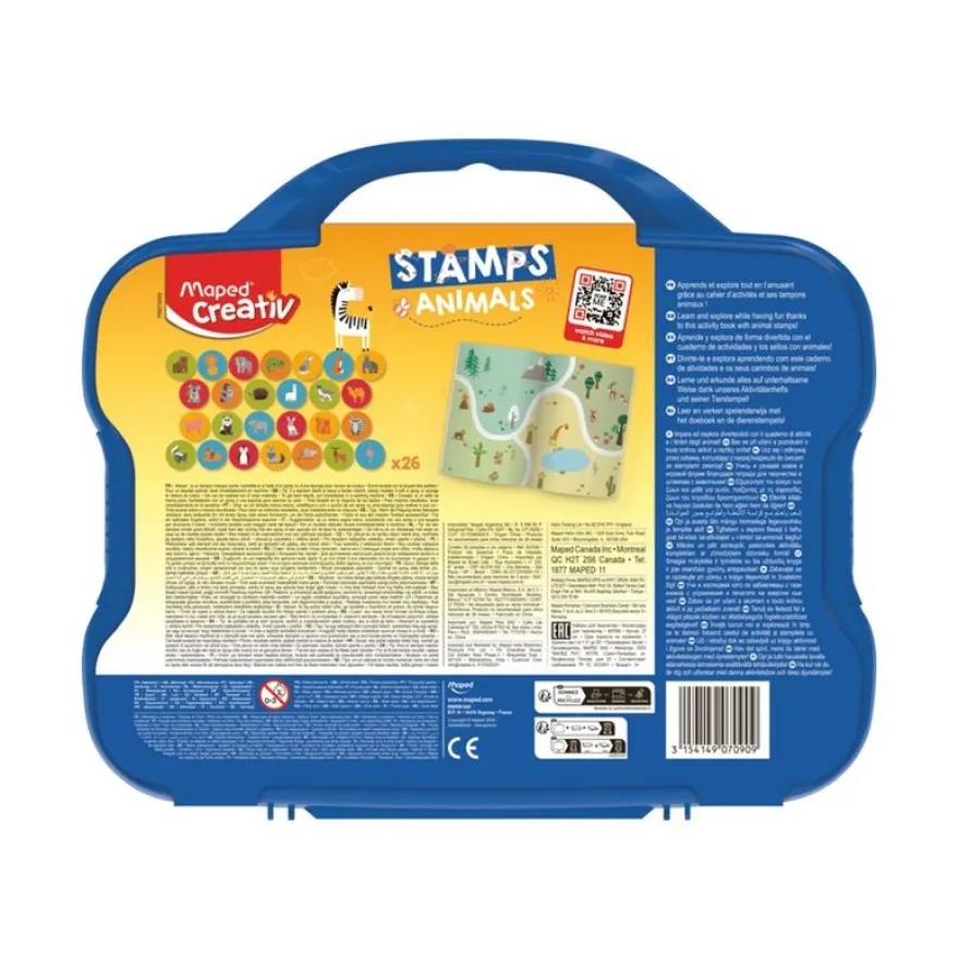 Maped Creativ - Ensemble de timbre d'artisanat - 26 pièces - animaux - rouge, orange, jaune, bleu, vert