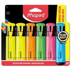Maped Fluo Peps - Pack de 6 surligneurs - couleurs assorties