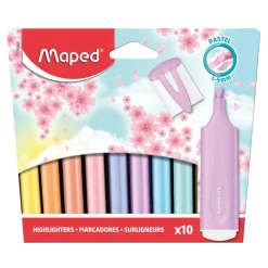 Maped Fluo'Peps Pastel - Boite de 10 Surligneurs - couleurs assorties