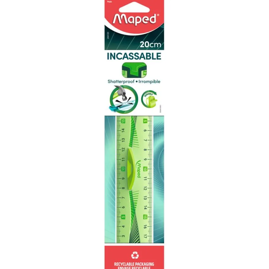 Maped Incassable - Règle double décimètre 20 cm - incassable - disponible dans différentes couleurs