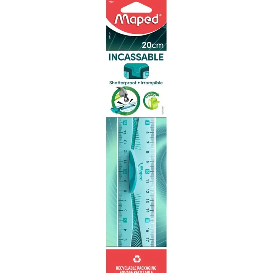 Maped Incassable - Règle double décimètre 20 cm - incassable - disponible dans différentes couleurs