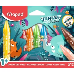 Maped Jungle Fever - 12 Crayons de cire WAX en pochette carton