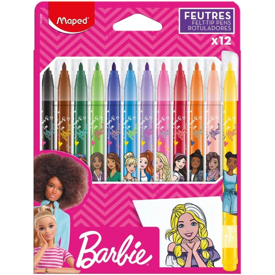 Maped Licence Barbie - 12 Feutres en pochette carton