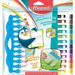 Maped Marker'Peps - Pack de 12 marqueurs effaçables - pointe moyenne - couleurs amusantes assorties