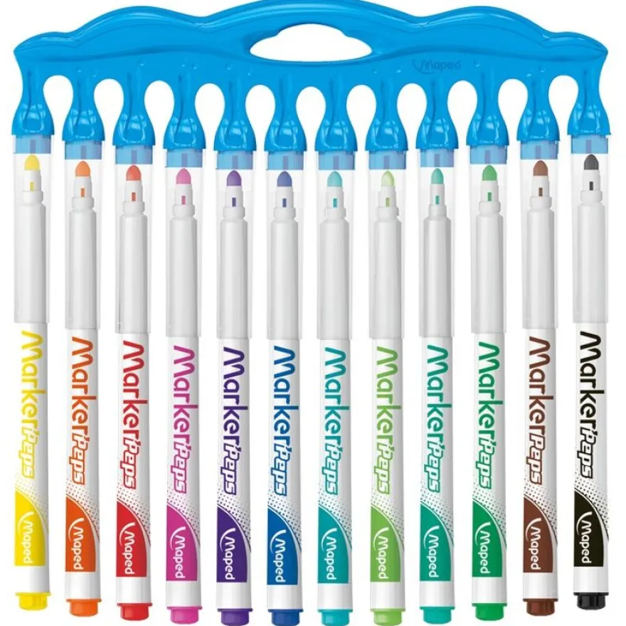 Maped Marker'Peps - Pack de 12 marqueurs effaçables - pointe moyenne - couleurs amusantes assorties