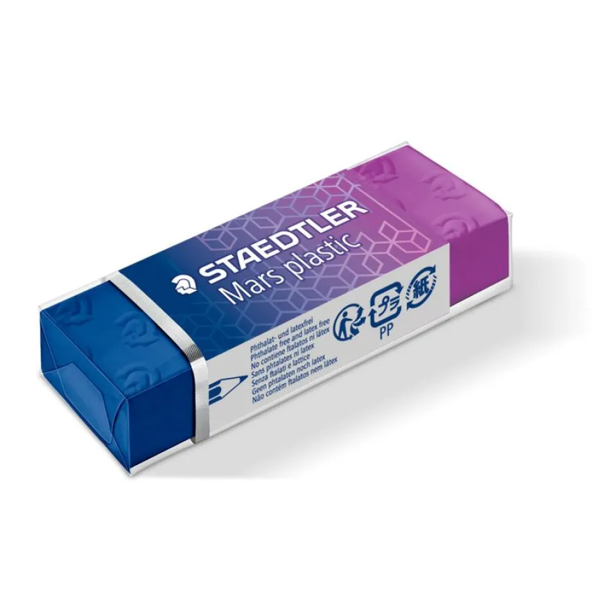 Mars® Plastic 526 50 – Gomme sans latex édition anniversaire – bleu/lilas – 65 x 23 x 13 mm