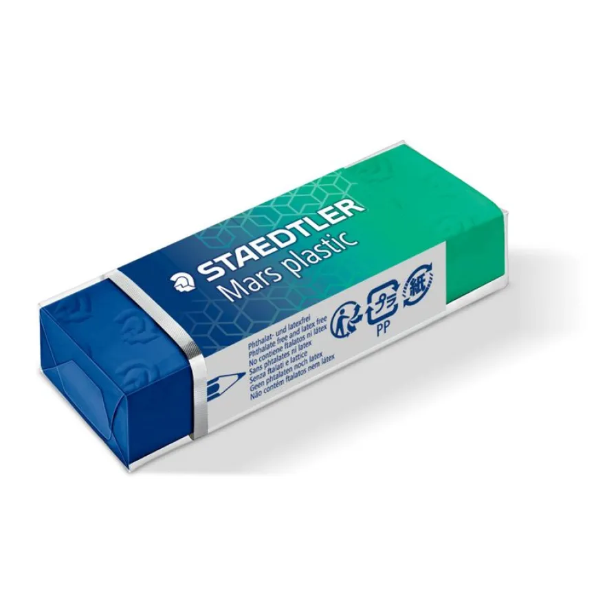 Mars® Plastic 526 50 – Gomme sans latex édition anniversaire – bleu/vert – 65 x 23 x 13 mm