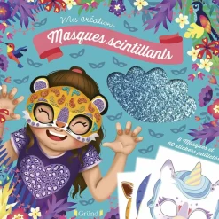 Masques scintillants Pochette avec 6 masques à décorer avec des stickers en mousse brillants À partir de 6 ans