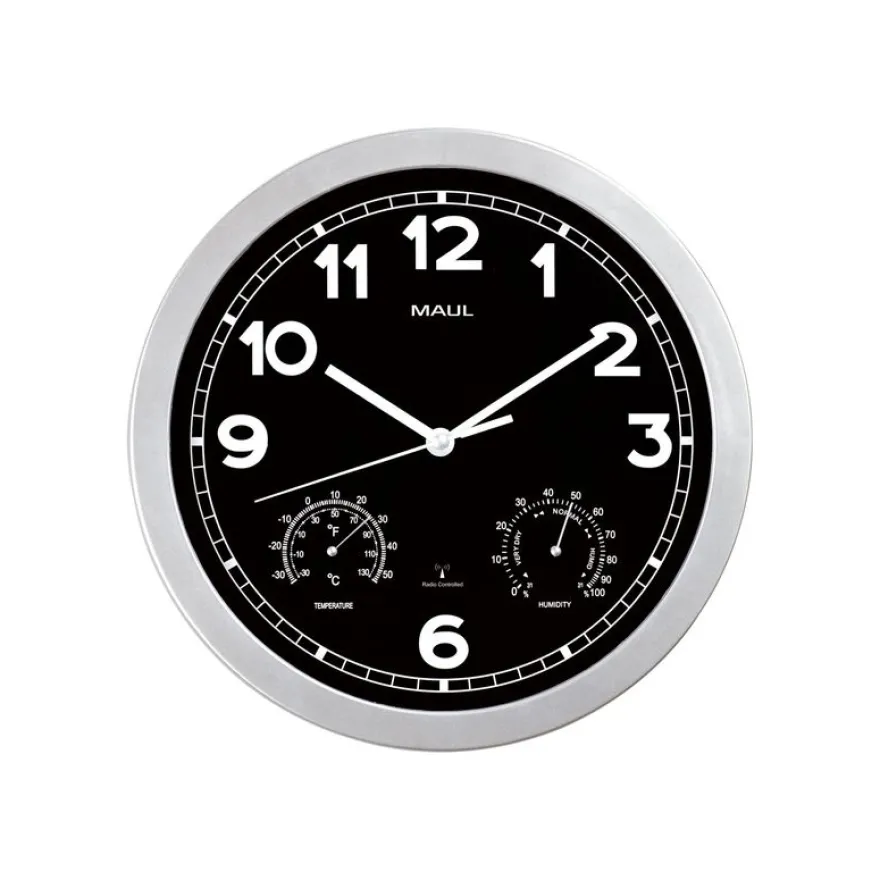 MaulDrive - Horloge - mécanisme radio pilotée - 30 cm - noir argenté