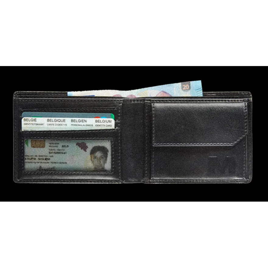 Maverick - Portefeuille compact à 2 volets anti-piratage - cuir noir