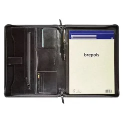 Maverick All Black - Conférencier A4 zippé avec bloc notes - noir