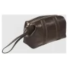 Maverick brown - Trousse de toilette taille S - oval - cuir de vachette pleine fleur tanné végétal - brun