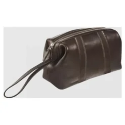 Maverick brown - Trousse de toilette taille S - oval - cuir de vachette pleine fleur tanné végétal - brun