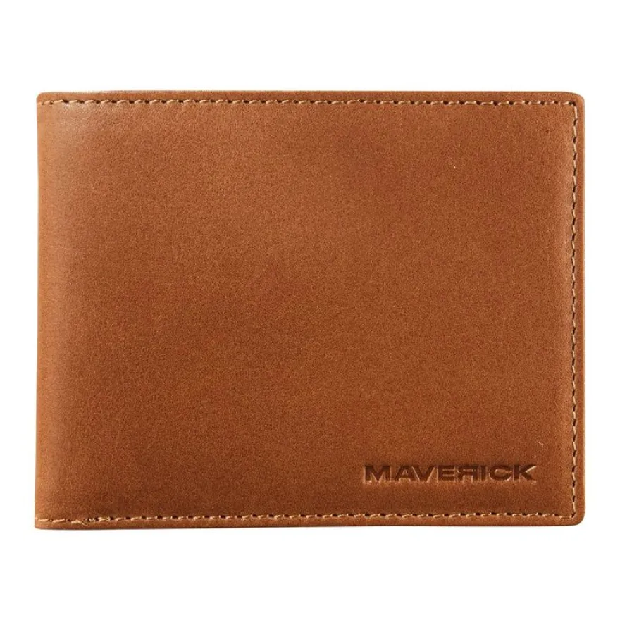 Maverick New Men - Portefeuille - RFID, with zipper - cuir de vachette pleine fleur tanné végétal - cognac