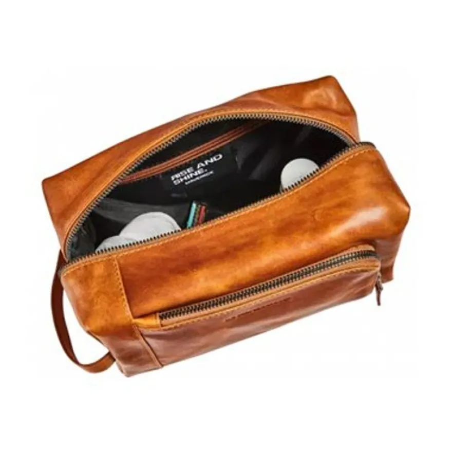 Maverick New Men - Trousse de toilette - cuir de vachette pleine fleur tanné végétal - cognac