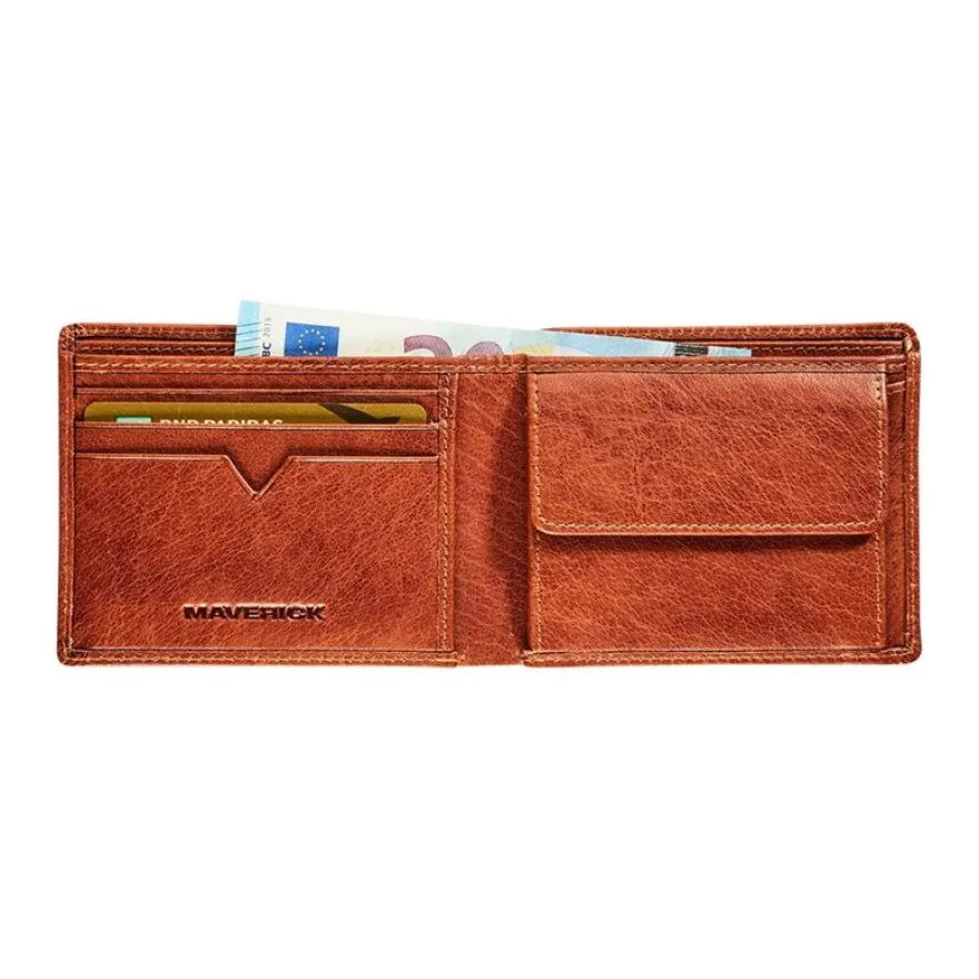 Maverick Rough Gear - Portefeuille - RFID - cuir de buffle pleine fleur à tannage végétal - cognac