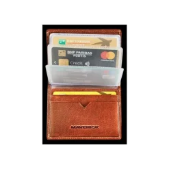 Maverick Rough Gear - Porte-cartes anti-piratage pour 14 cartes - cognac