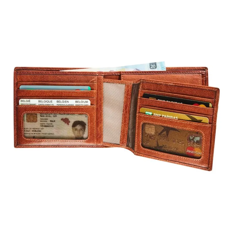 Maverick Rough Gear - Portefeuille - RFID, with removable cardholder - cuir de buffle pleine fleur à tannage végétal - cognac