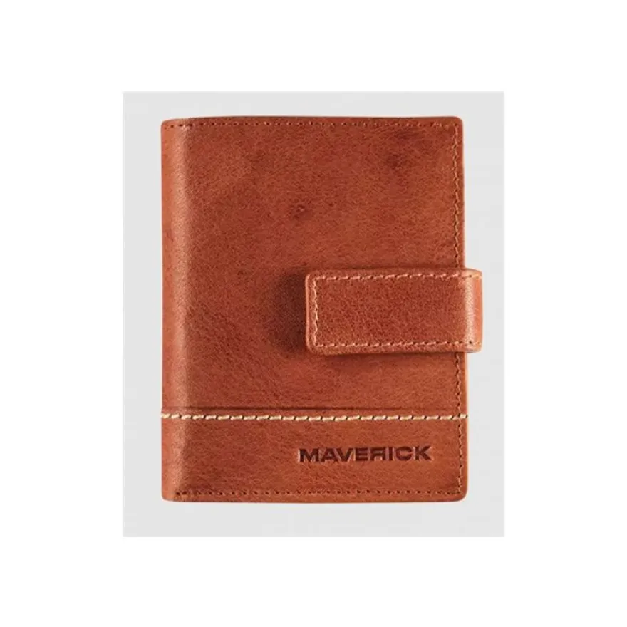 Maverick Rough Gear - Portefeuille - super compact RFID - cuir de buffle pleine fleur à tannage végétal - cognac