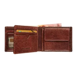 Maverick Rough Gear - Portefeuille - RFID, avec pochette à monnaie - cuir de buffle pleine fleur à tannage végétal - brun