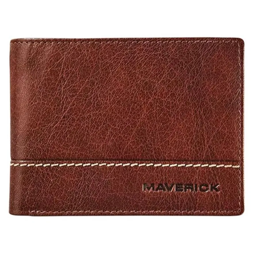Maverick Rough Gear - Portefeuille - RFID, avec pochette à monnaie - cuir de buffle pleine fleur à tannage végétal - brun