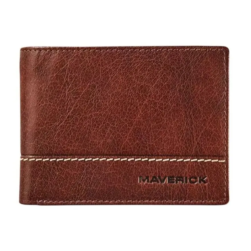 Maverick Rough Gear - Portefeuille - RFID, avec pochette à monnaie - cuir de buffle pleine fleur à tannage végétal - brun