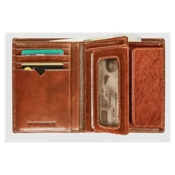 Maverick Rough Gear - Portefeuille - RFID, avec pochette à monnaie - cuir de buffle pleine fleur à tannage végétal - cognac