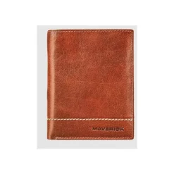 Maverick Rough Gear - Portefeuille - RFID, avec pochette à monnaie - cuir de buffle pleine fleur à tannage végétal - cognac