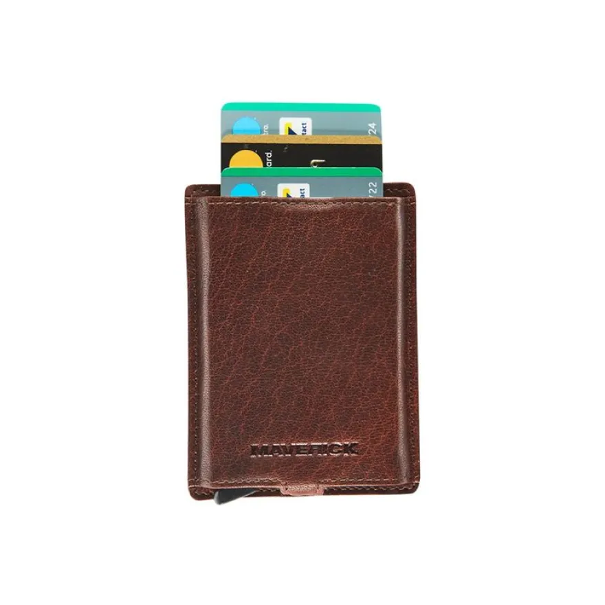 Maverick Rough Gear - Portefeuille - slim RFID - cuir de buffle pleine fleur à tannage végétal - brun