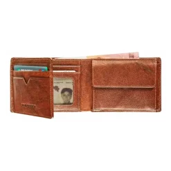 Maverick Rough Gear - Portefeuille - RFID, with 2 banknote pockets - cuir de buffle pleine fleur à tannage végétal - cognac