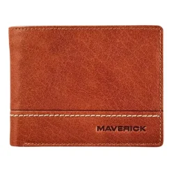 Maverick Rough Gear - Portefeuille - RFID, avec pochette à monnaie - cuir de buffle pleine fleur à tannage végétal - cognac