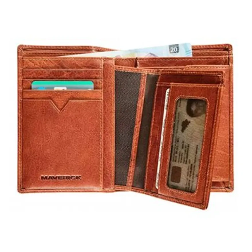 Maverick Rough Gear - Portefeuille - RFID, with removable cardholder - cuir de buffle pleine fleur à tannage végétal - cognac