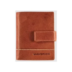 Maverick Rough Gear - Portefeuille - compact RFID - cuir de buffle pleine fleur à tannage végétal - cognac