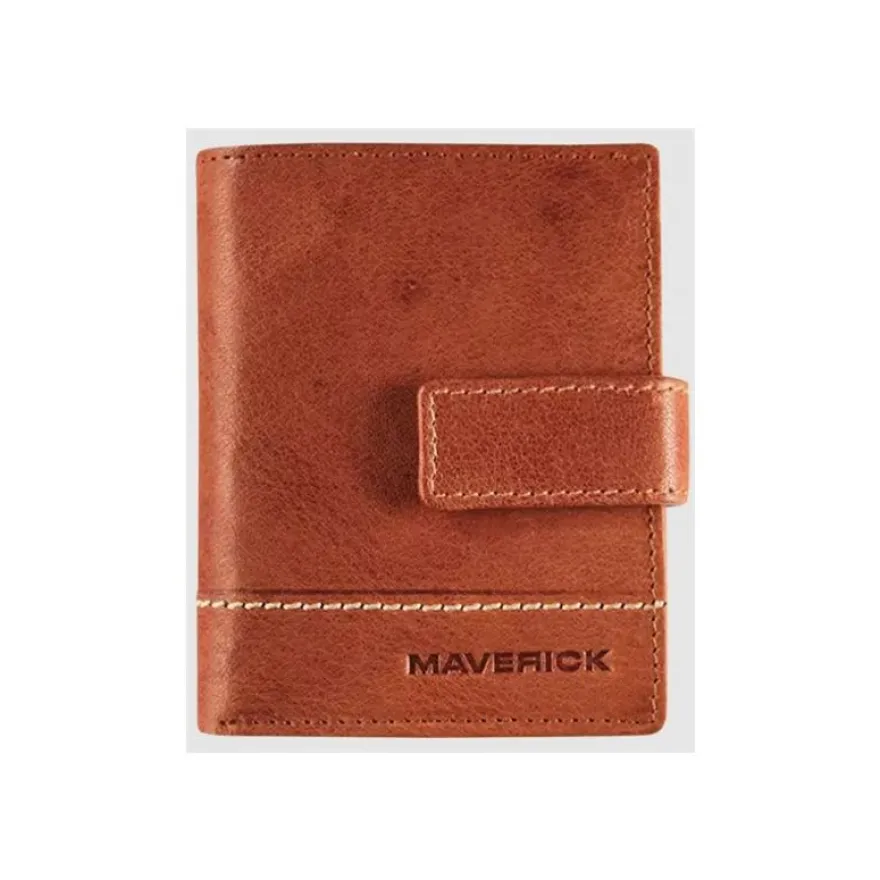 Maverick Rough Gear - Portefeuille - compact RFID - cuir de buffle pleine fleur à tannage végétal - cognac
