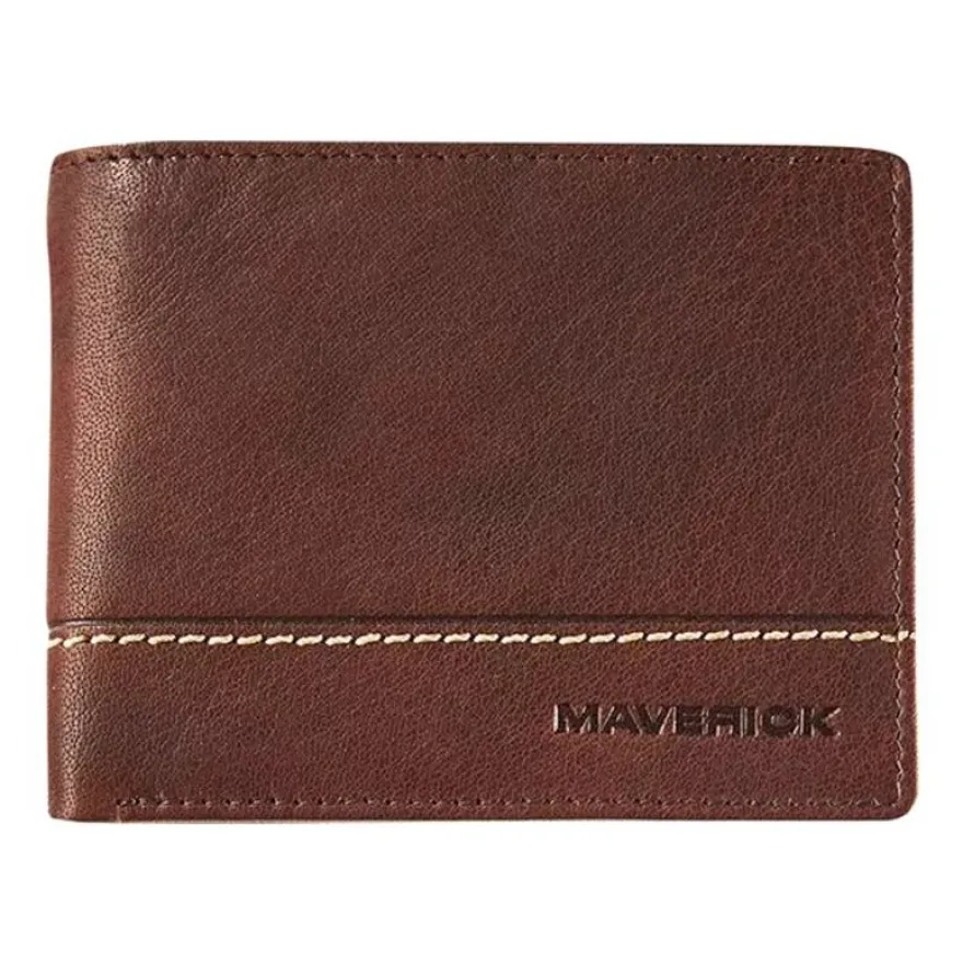 Maverick Rough Gear - Portefeuille - RFID, with 2 banknote pockets - cuir de buffle pleine fleur à tannage végétal - brun