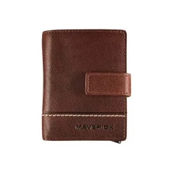 Maverick Rough Gear - Portefeuille - super compact RFID - cuir de buffle pleine fleur à tannage végétal - cognac