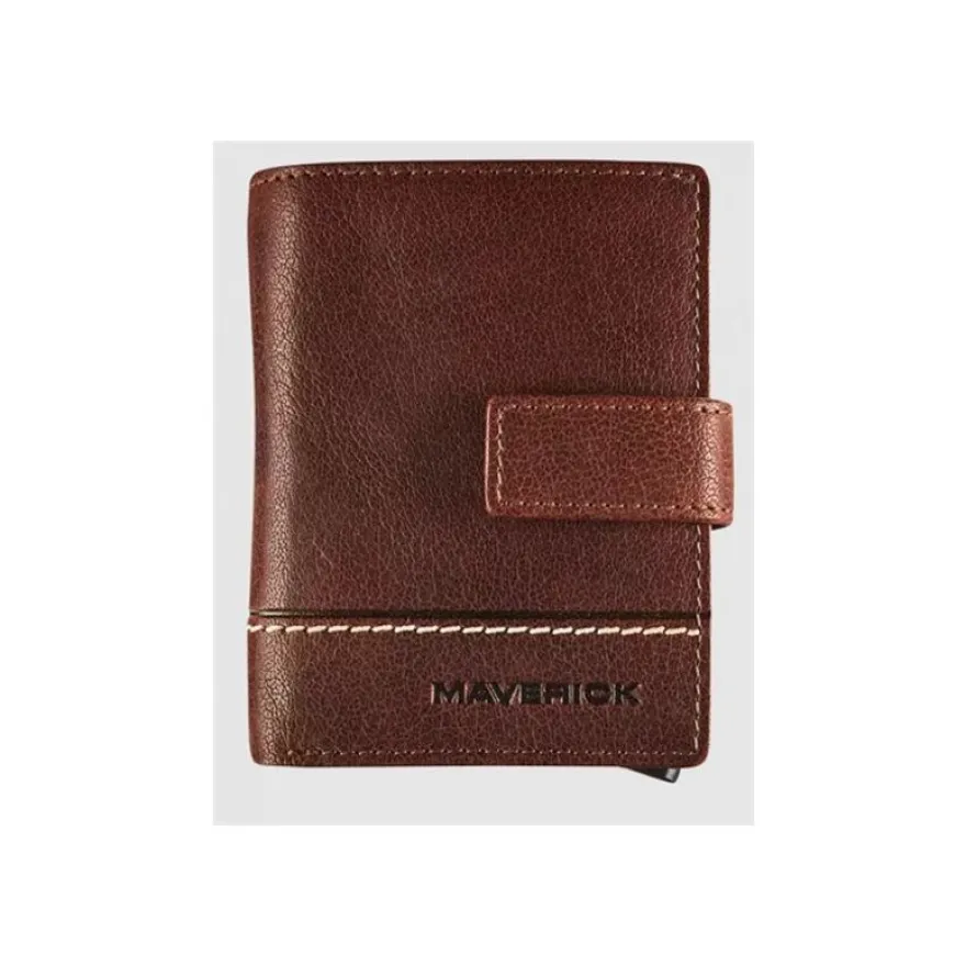 Maverick Rough Gear - Portefeuille - super compact RFID - cuir de buffle pleine fleur à tannage végétal - cognac